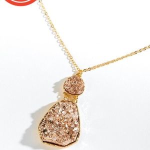 Rose Gold Druzy Pendant Necklace